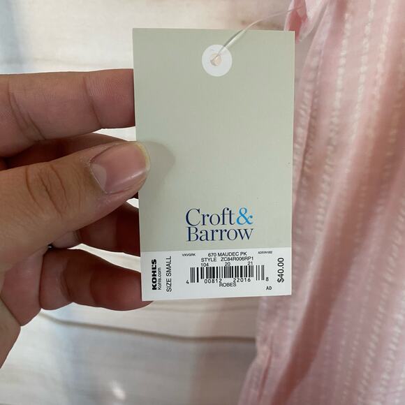 Croft & Barrow Intimates Pink & White Stripes Short Sleeve Sleep Dress Size S - Picture 6 of 9